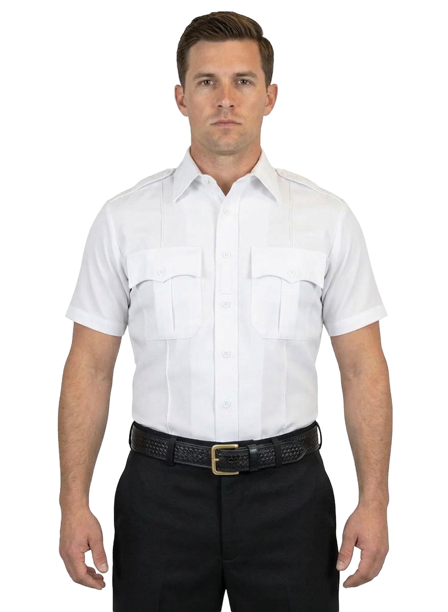SALE 100% Polyester 4 Pocket Hidden Zipper Uniform Shirt - Short Sleeve