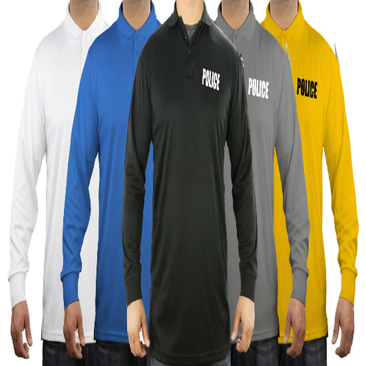 100% Polyester Police Tactical Performance Polo Long Sleeve Shirt product image