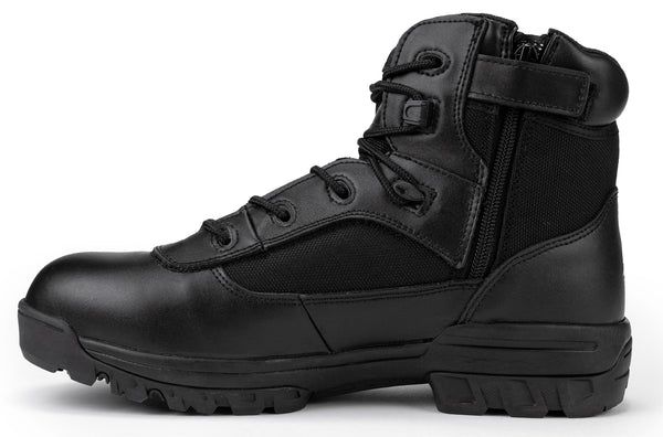 Botas tácticas de combate Ryno Gear de 6" con cremallera lateral y tecnología CoolMax (negras)