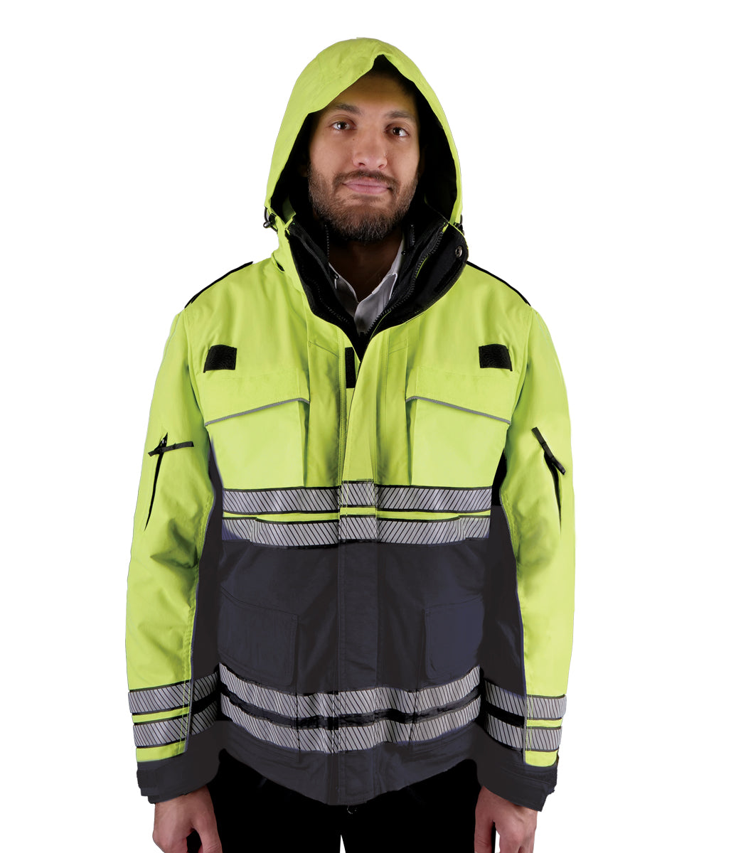 Sinatra Lancer Hi-Vis 3-in-1 Waterproof Winter Parka - Lime Green and Dark Navy
