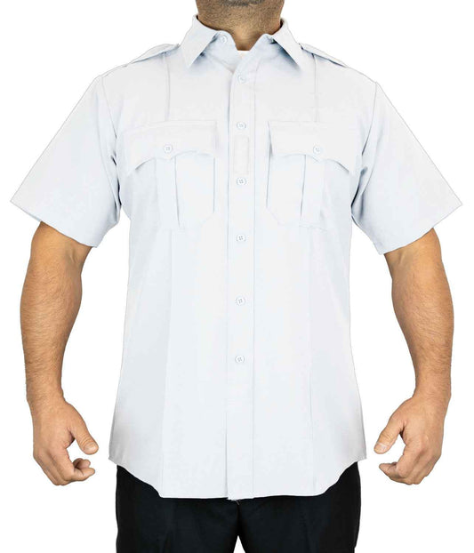 100% Polyester 4 Pocket Hidden Zipper Uniform Shirt - Short Sleeve
