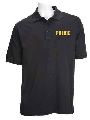 Stars Uniform 5.11 Black Tactical Jersey Short Sleeve Polo - Gold Police ID