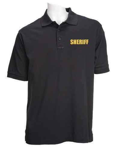 Stars Uniform 5.11 Black Tactical Jersey Short Sleeve Polo - Gold Sheriff ID