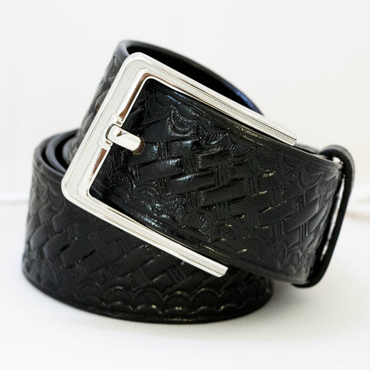 Stars Uniform Duty Belt Replacement Belt Buckle (Gloss Silver Pattern) - Alternate View