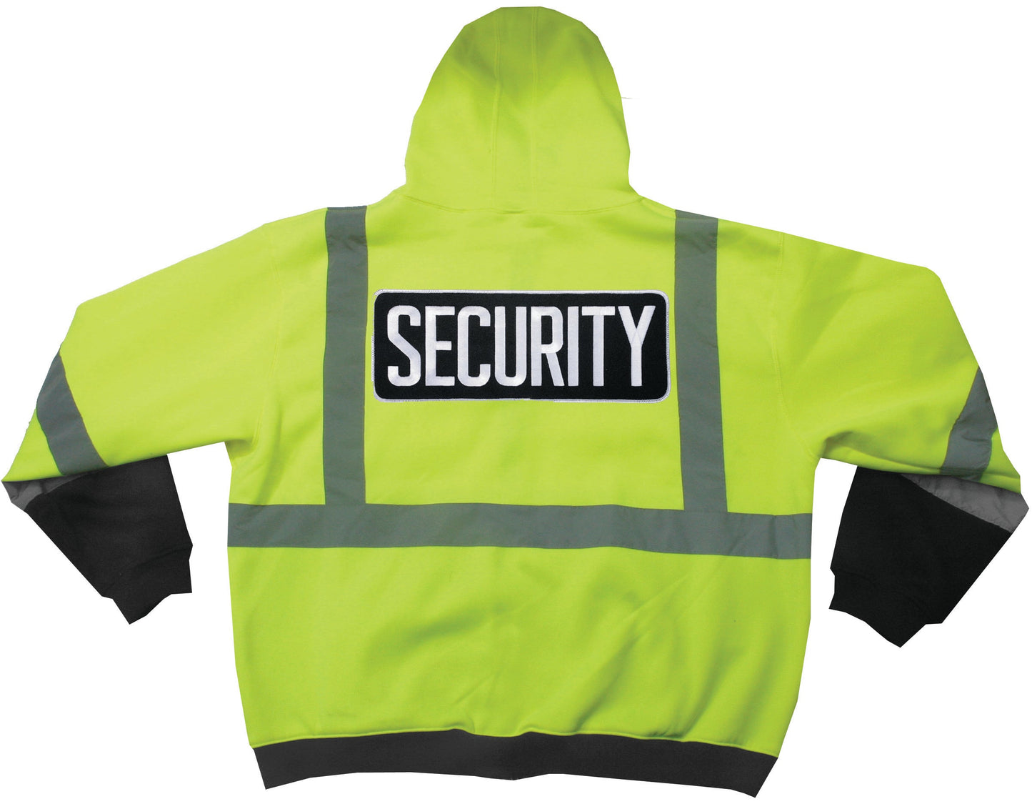 Stars Uniform Hi-Visibility Safety Thermal Zippered Hoodie with Security ID (Lime Green/Black) - Detail View 9
