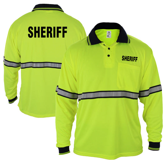 Stars Uniform High Visibility Long Sleeve Polo Shirt With Reflective Stripes and ID - Alternate View