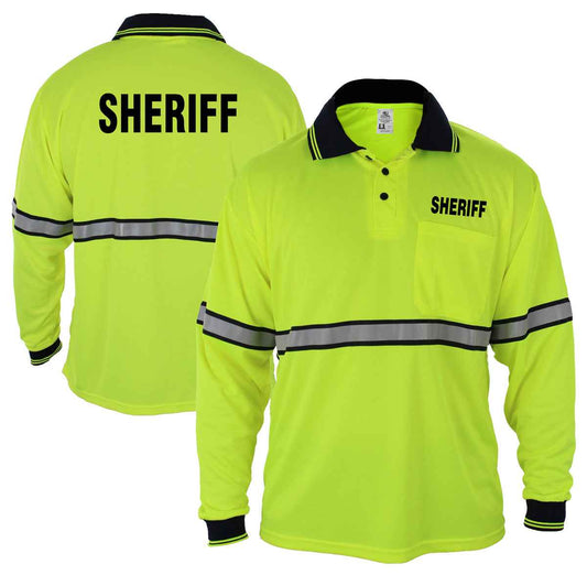 Stars Uniform High Visibility Long Sleeve Polo Shirt With Reflective Stripes and ID