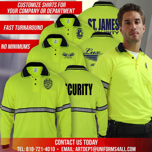 Stars Uniform High Visibility Long Sleeve Polo Shirts with Reflective Stripes