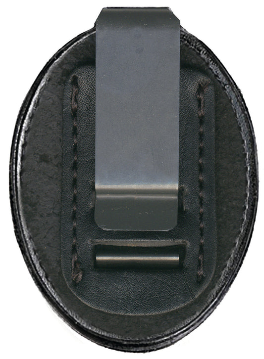 Stars Uniform Oval Leather Badge Holder with Chain and Clip - Alternate View