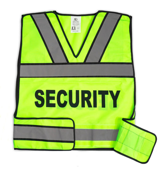 Stars Uniform Reflective Safety Vest with Security and No ID (Lime Green) - Alternate View