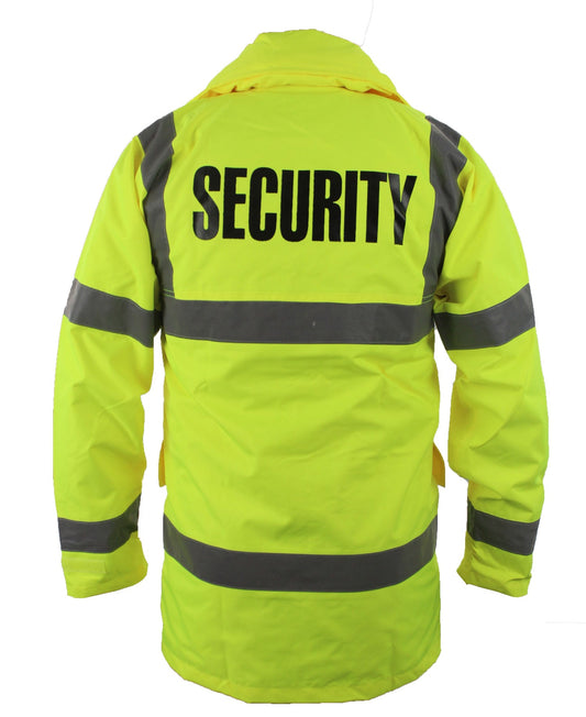 Stars Uniform Security High Visibility Raincoat With Reflective Stripes (Lime Green) - Alternate View