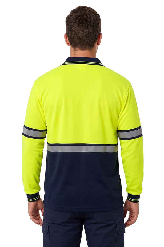 Stars Uniform Two Tone Long Sleeve Polo Shirt with Reflective Stripes