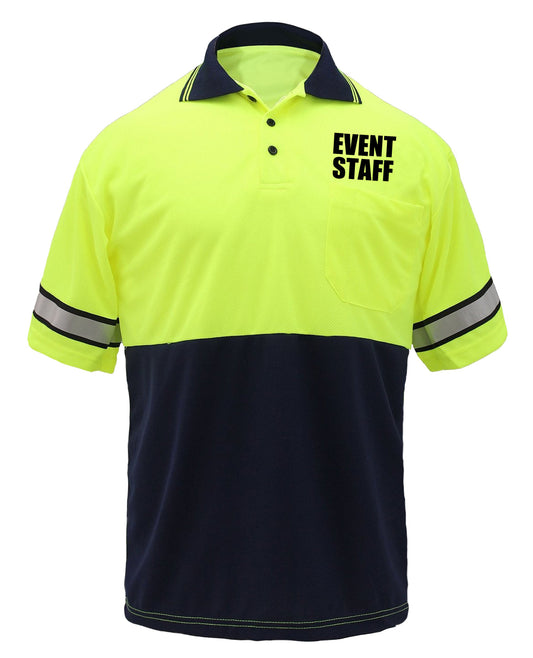 Stars Uniform Two Tone Polyester Polo Shirt with Reflective Stripes and ID - Alternate View