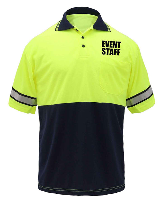 Stars Uniform Two Tone Polyester Polo Shirt with Reflective Stripes and ID