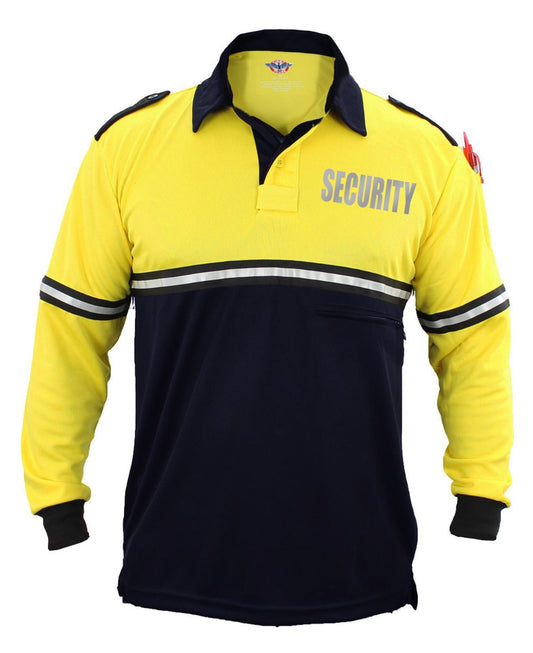 Stars Uniform Two Tone Reflective Security Long Sleeve Bike Patrol Shirt With Zipper Pocket - Alternate View