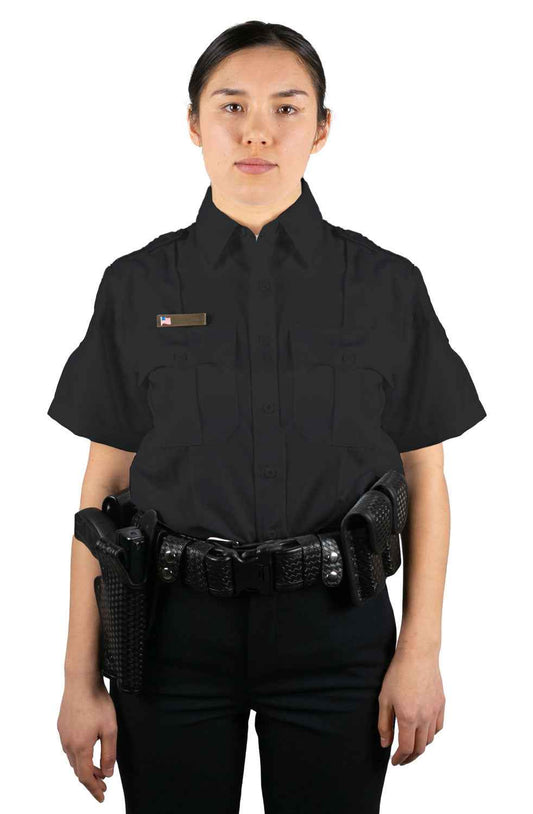 Stars Uniform Womens 100% Polyester 4 Pocket Hidden Zipper Uniform Shirt - Short Sleeve
