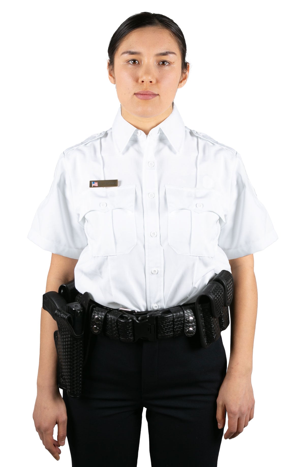 Stars Uniform Womens 100% Polyester 4 Pocket Hidden Zipper Uniform Shirt - Short Sleeve - Detail View 18
