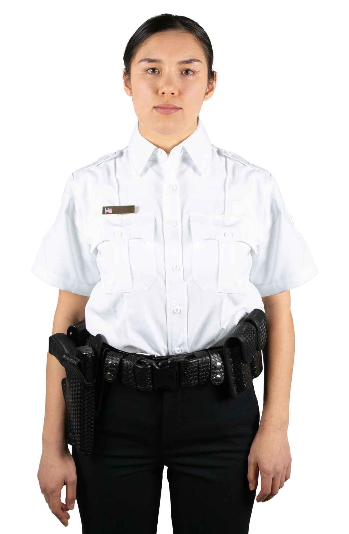 Stars Uniform Womens 100% Polyester 4 Pocket Hidden Zipper Uniform Shirt - Short Sleeve