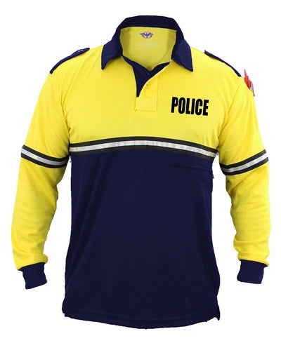 Stars Uniform Two Tone Police Long Sleeve Bike Patrol Shirt With Zipper Pocket