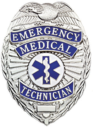 Stars Uniform Emergency Medical Technician Silver Shield Badge