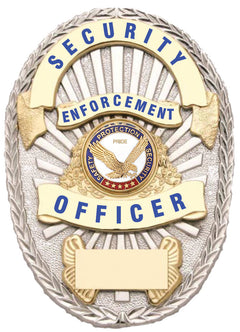 Stars Uniform Security Enforcement Officer Gold on Silver Shield Badge