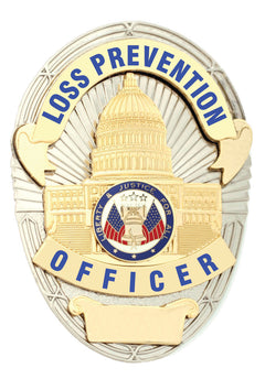 Stars Uniform Loss Prevention Officer Gold on Silver Shield Badge