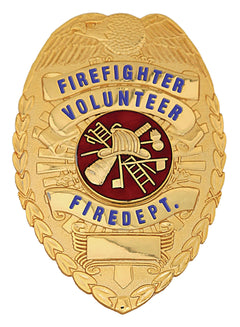 Stars Uniform Fire Fighter Volunteer Fire Dept. Gold Shield Badge