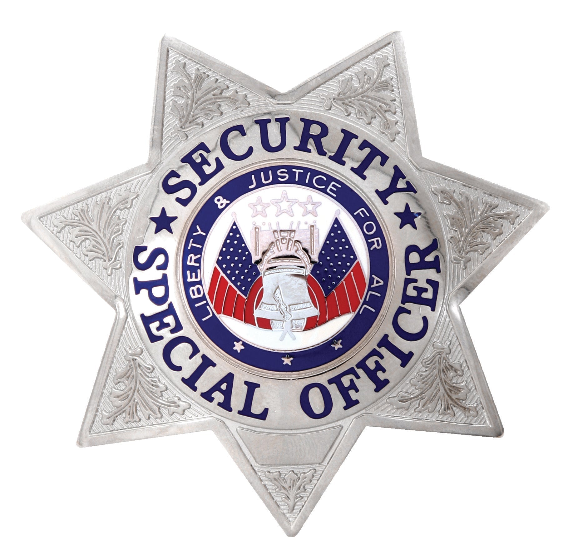 Stars Uniform Security Special Officer Silver 7-Point Star Badge