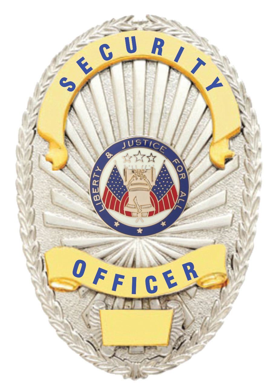 Stars Uniform Security Officer Gold on Silver Shield Badge