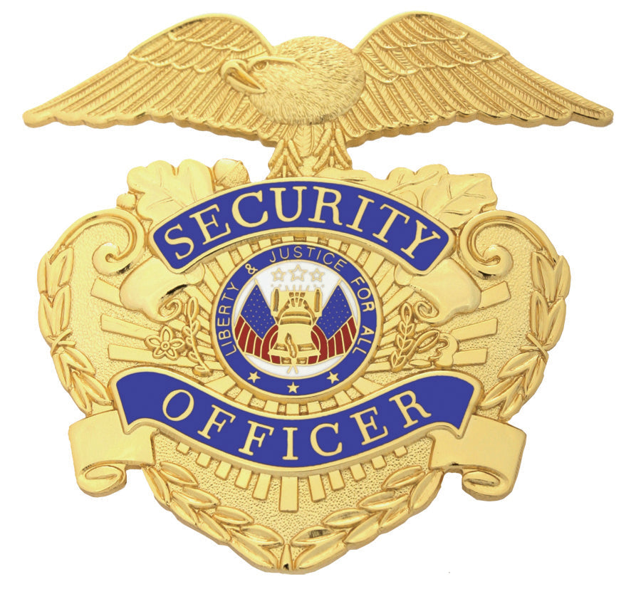 Stars Uniform Security Officer Gold Hat Badge
