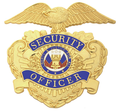 Stars Uniform Security Officer Gold Hat Badge