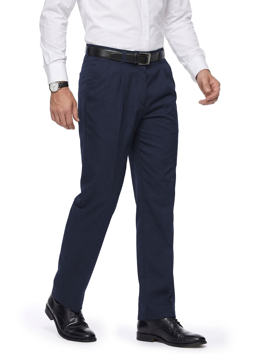 Polyester Twill Weave Slacks - Navy Blue