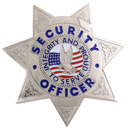 Stars Uniform Security Officer Silver 7-Point Star Badge