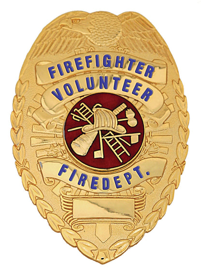 Stars Uniform Fire Fighter Volunteer Fire Dept. Gold Shield Badge