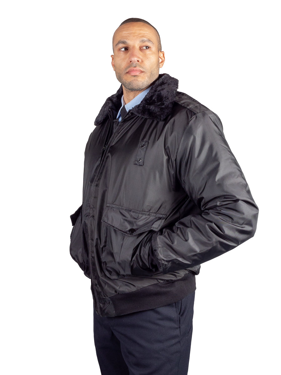 Watch-Guard Bomber Jacket (Black) - Angle view