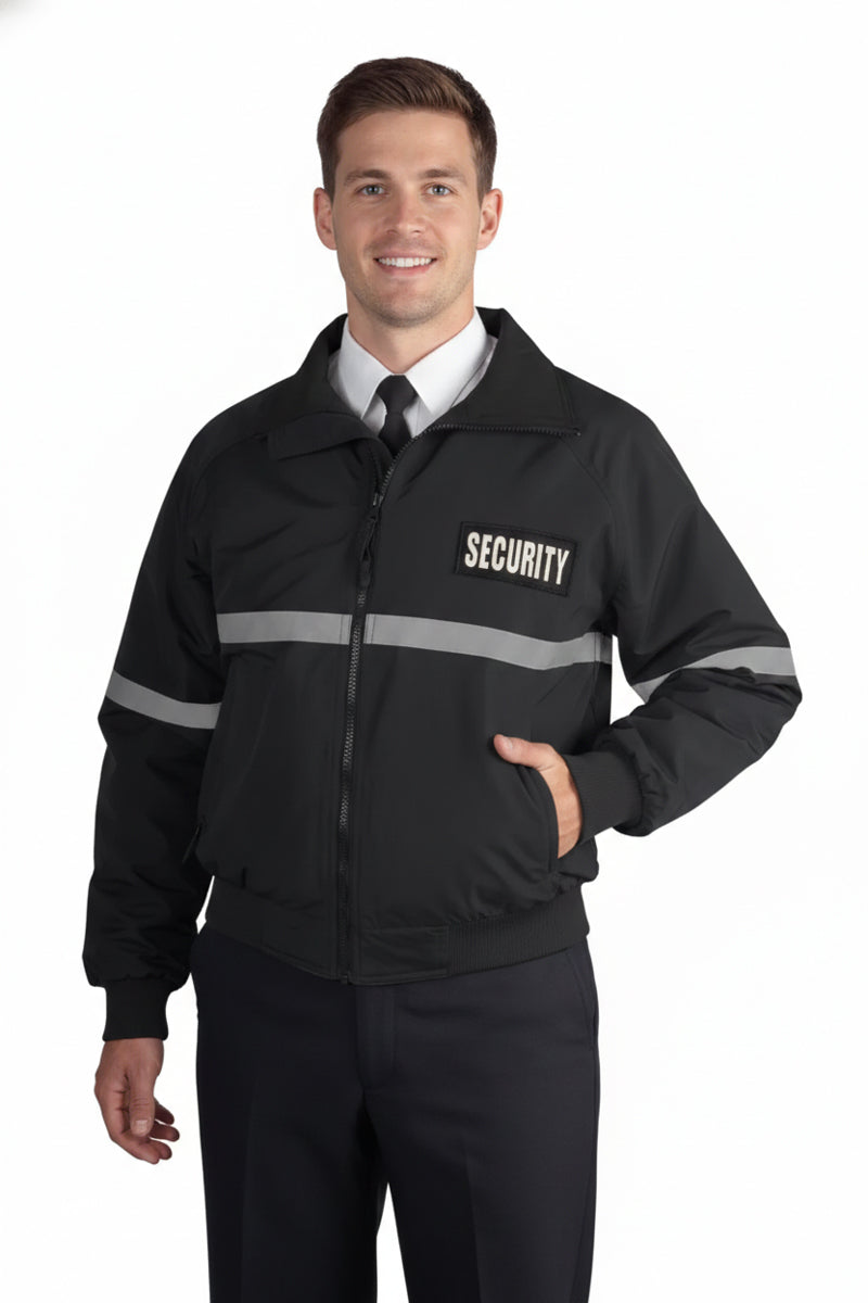 Men's Three Season Reflective Security ID Jacket with Reflective Taping