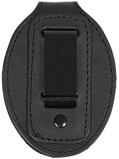 Oval Belt Clip Badge Holder (Standard Size) - Back with belt clip
