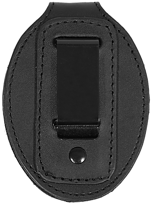 Oval Belt Clip Badge Holder (Standard Size) - Back with belt clip