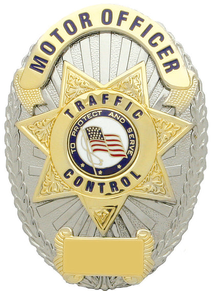 Stars Uniform Motor Officer Traffic Control Gold on Silver Shield Badge