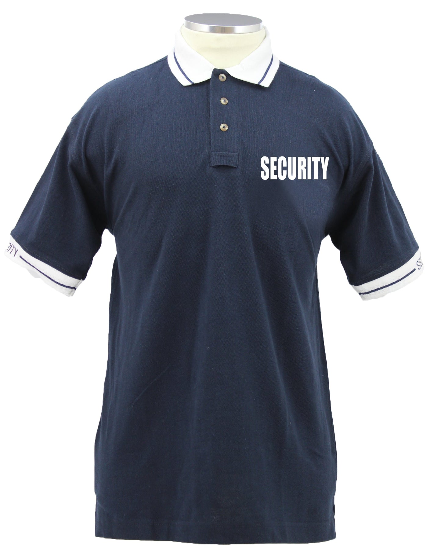 Polycotton Security Polo Shirts for Professionals - Navy Blue White ID