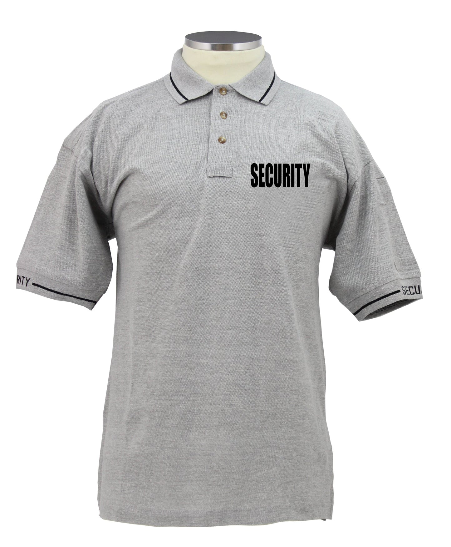 Polycotton Security Polo Shirts for Professionals - Grey Black ID