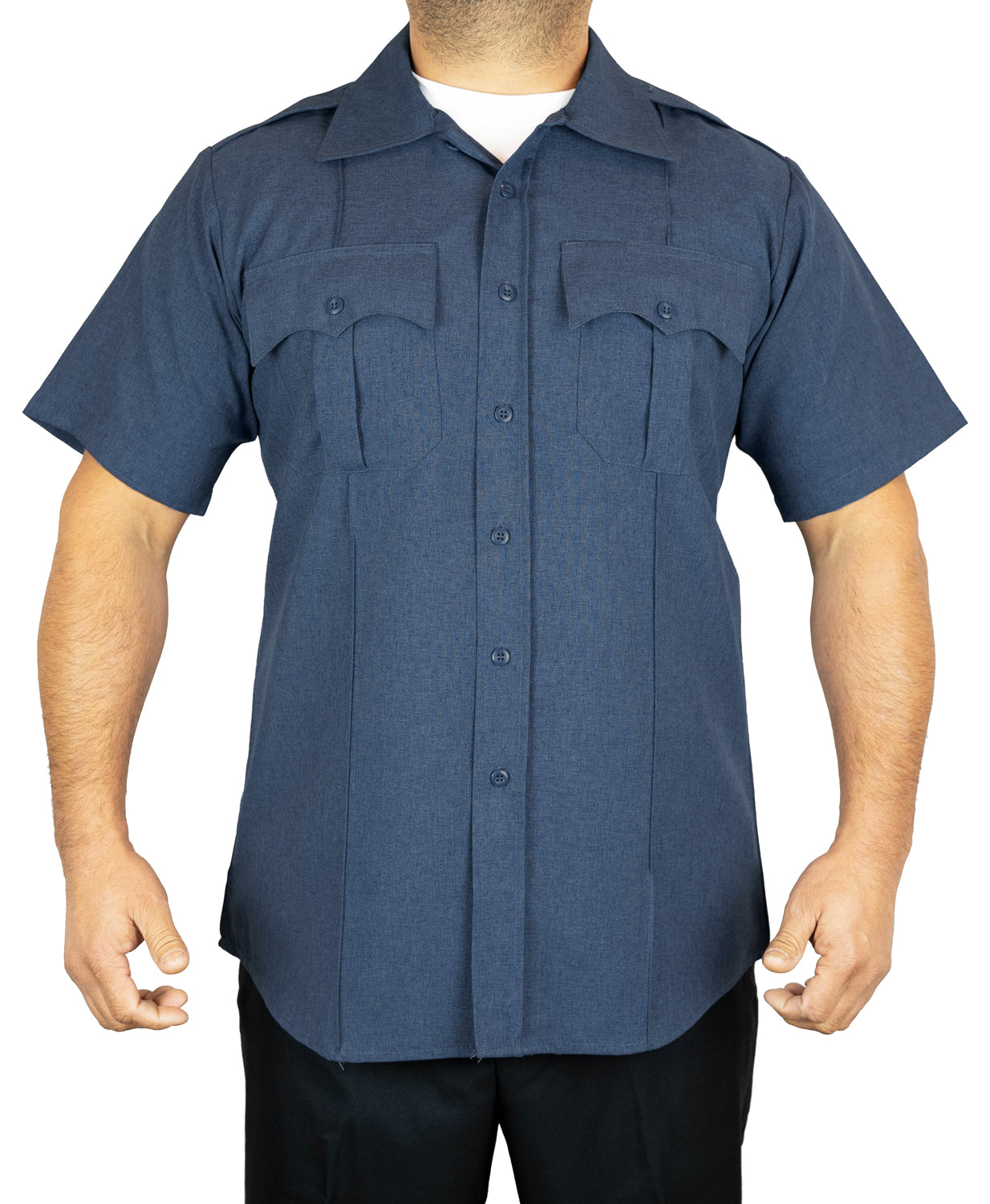 Stars Uniform 100% Polyester Short Sleeve Uniform Shirt - French Blue