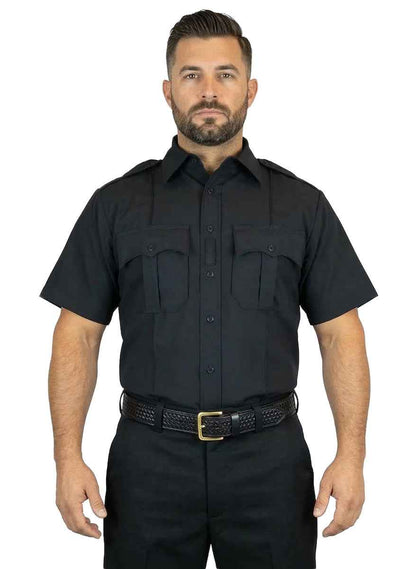 100% Polyester 4 Pocket Hidden Zipper Uniform Shirt - Short Sleeve