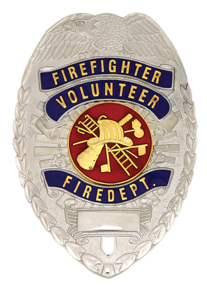Stars Uniform Fire Fighter Volunteer Fire Dept. Silver Shield Badge