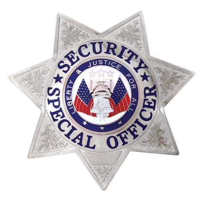 Stars Uniform Security Special Officer Silver 7-Point Star Badge