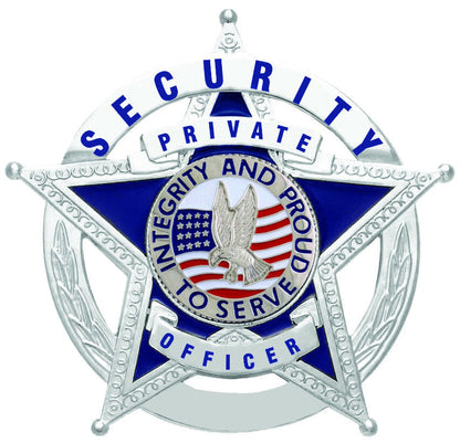 Stars Uniform Security Private Officer Silver 5-Star in Circle Badge