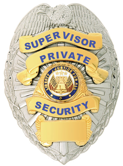 Stars Uniform Supervisor Private Security Gold on Silver Shield Badge