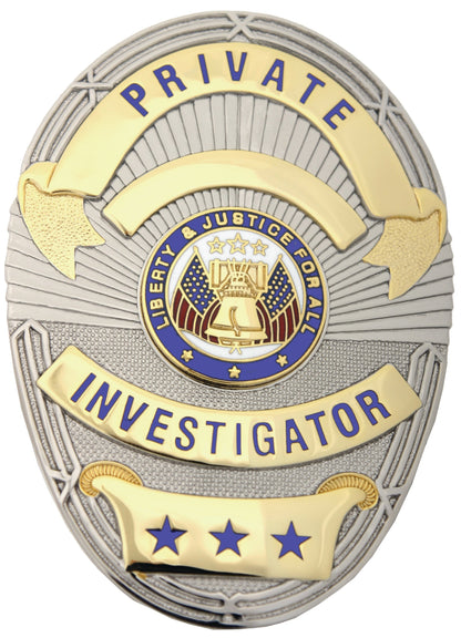Stars Uniform Private Investigator Gold on Silver Shield Badge