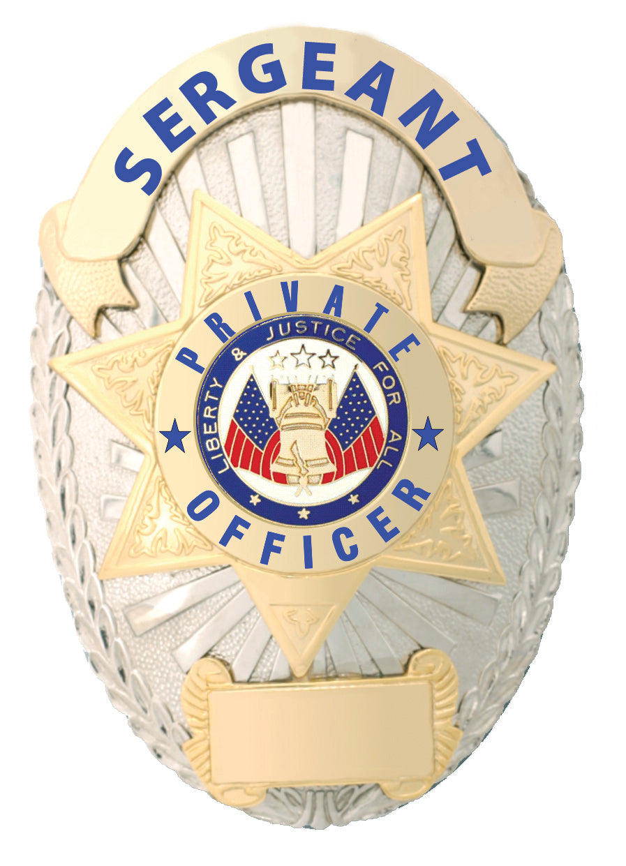 Stars Uniform Sergeant Private Officer Gold on Silver Shield Badge