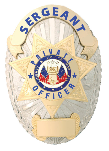 Stars Uniform Sergeant Private Officer Gold on Silver Shield Badge